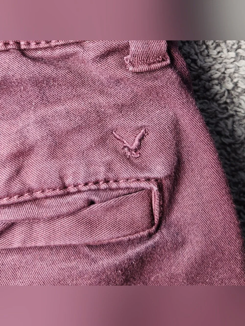Burgundy American Eagle Twill Low Rise Shorts